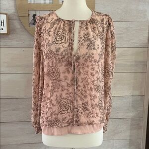 NEW LOFT Blush Floral Blouse S